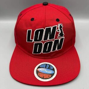 Vintage London Hat Men‎ Red Green Embroidered Eclipse Snap Back Cap New